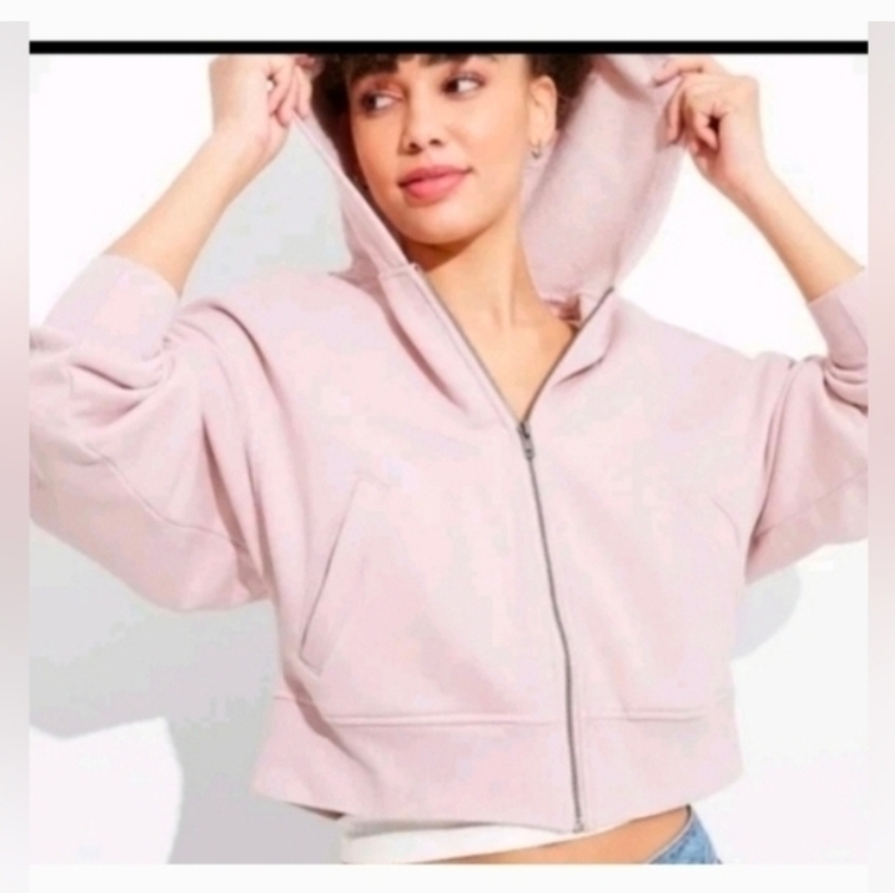 Wild Fable Women's Reverse Weave Zip-Up Hoodie mauve Pink